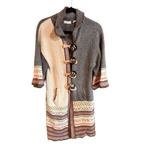 Anthropologie Sleeping On Snow Fair Isle Cardigan Sweater Coat M Multicolor